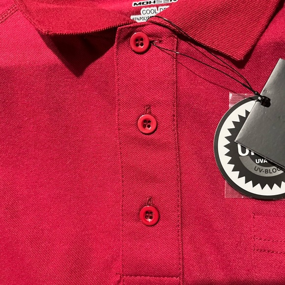 MOHEEN NWT Men’s Deep Red / Burgundy Long Sleeve Polo Shirt. Dry Fit.     SIZE L - Picture 7 of 7